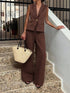 'Marisol' Sleeveless Blazer and Wide Leg Pants Set - Celes Fashion